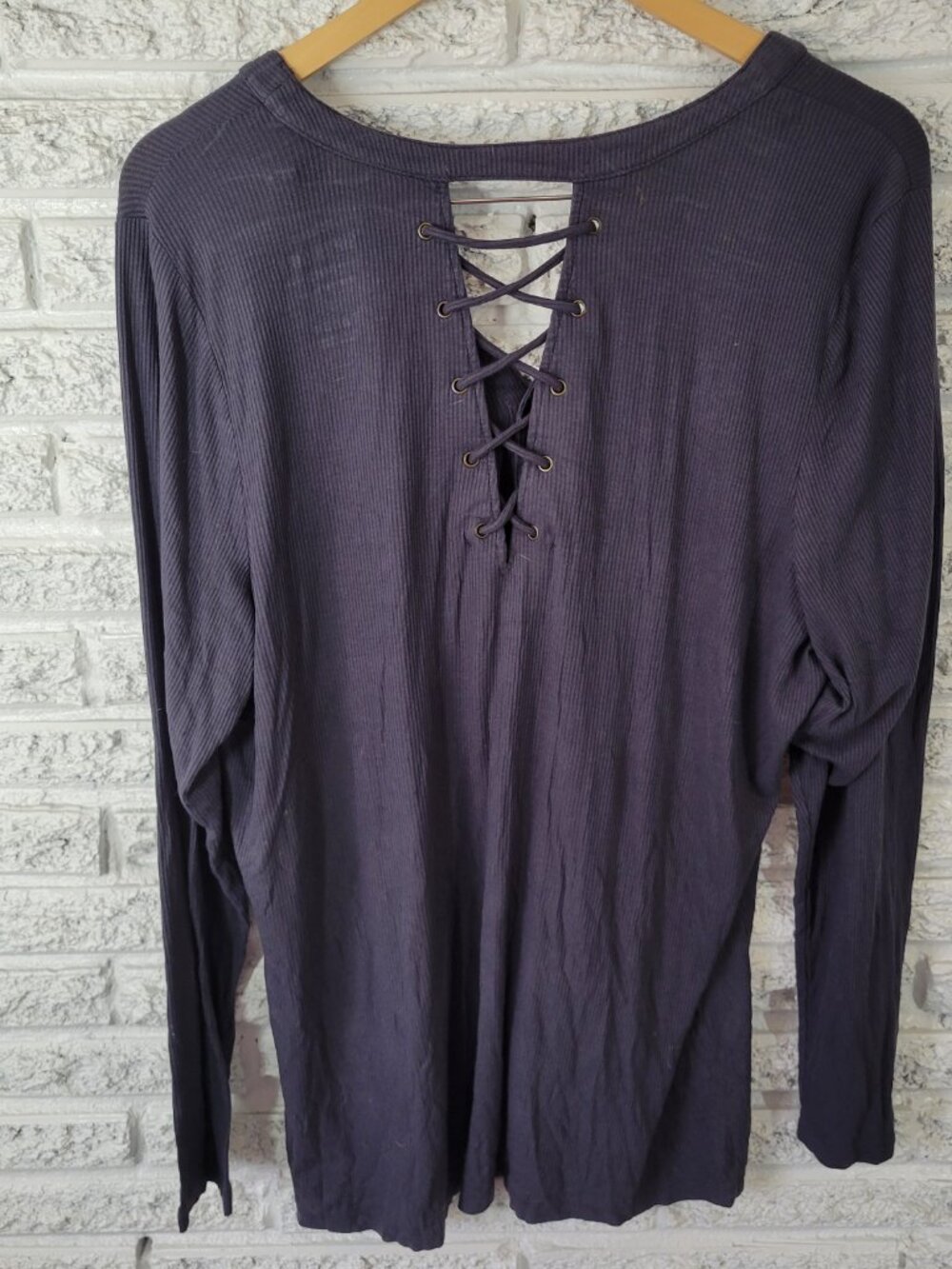 Torrid Super Soft 3X Gray Tunic Lace Up Back Long Sleeve V-Neck Boho GRA38E - Picture 5 of 7